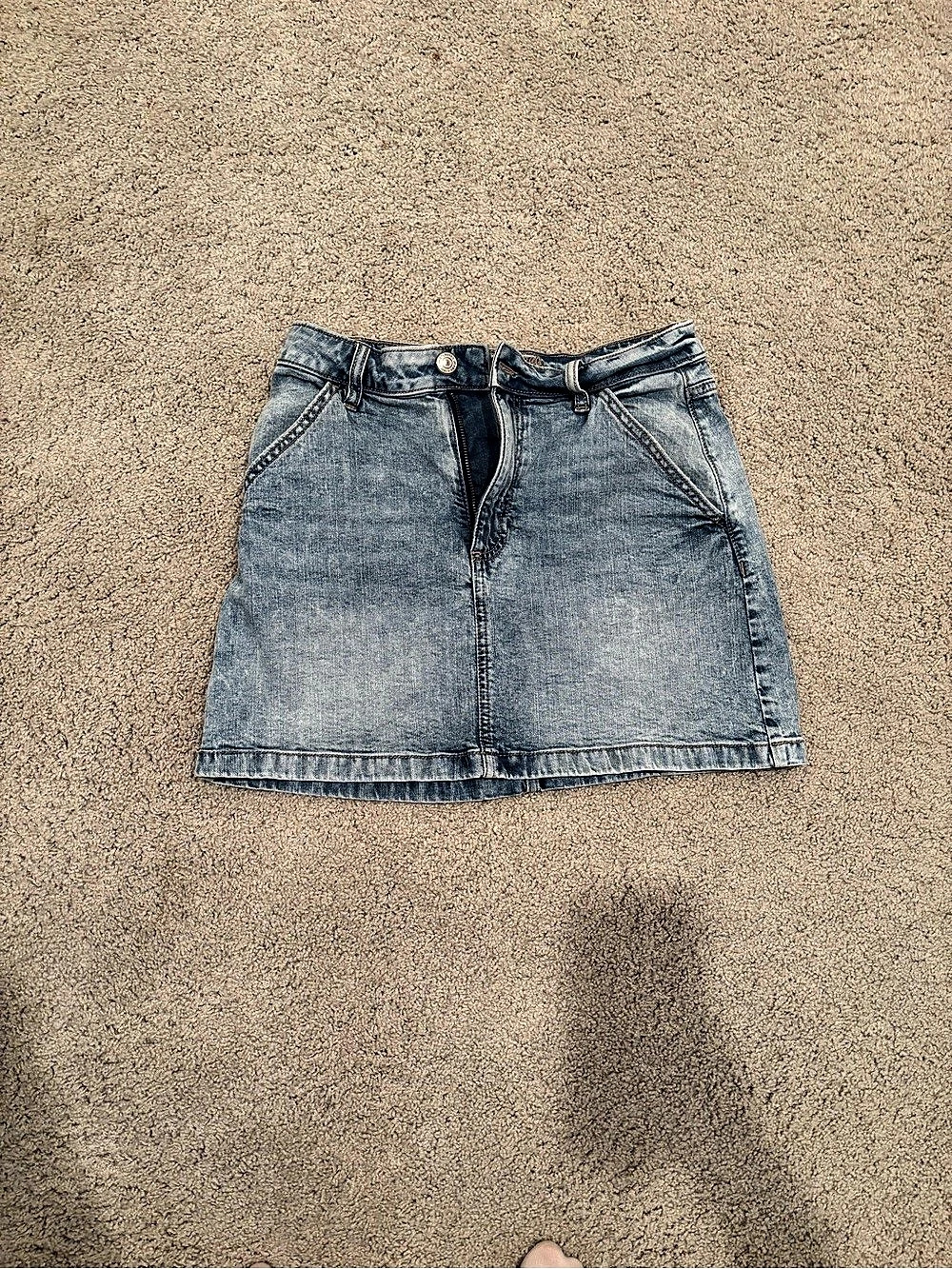 Bootlegger Utility Skirt Denim Mini Skirt Waist 26